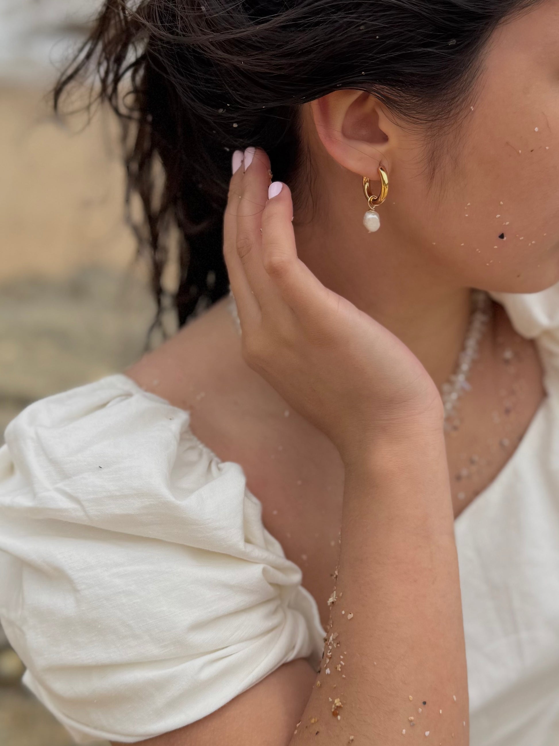 Luminara Pearl Hoops