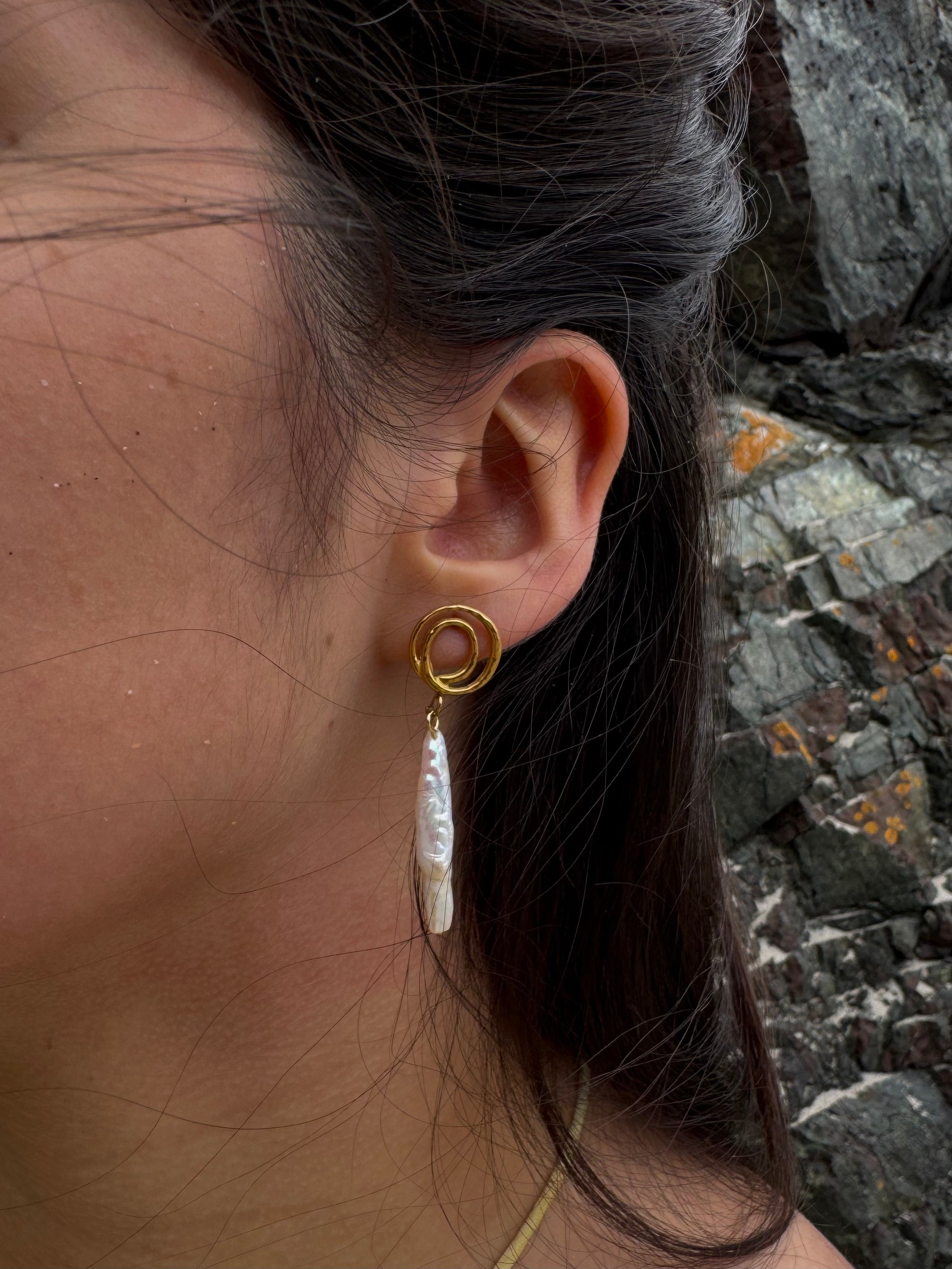 Solène Long Pearl Earrings