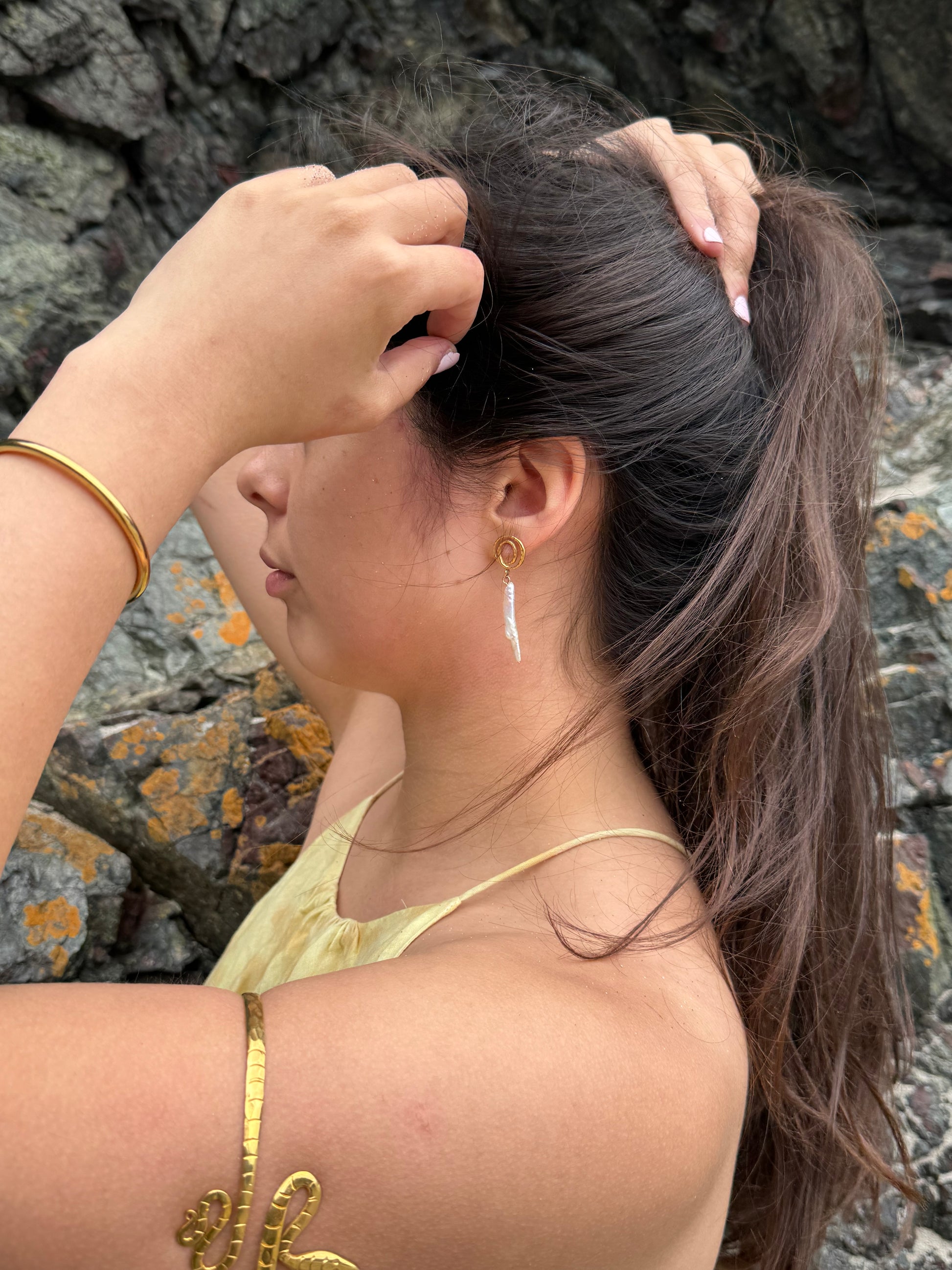 Solène Long Pearl Earrings