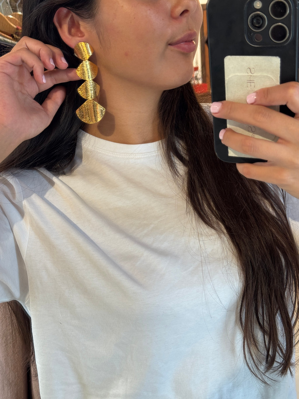 Golden Fan Drop Earrings