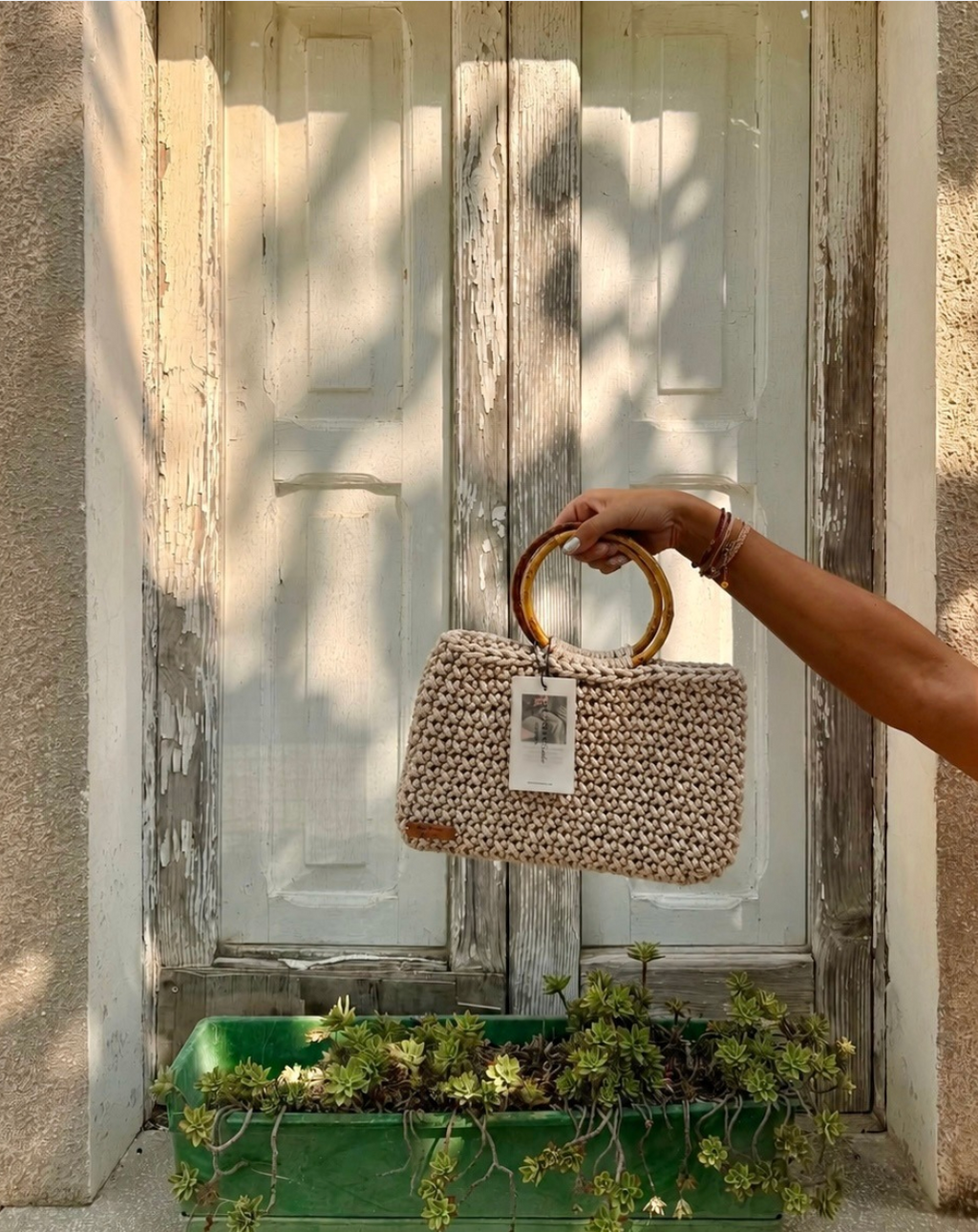 Beige Maison Bamboo Handbag