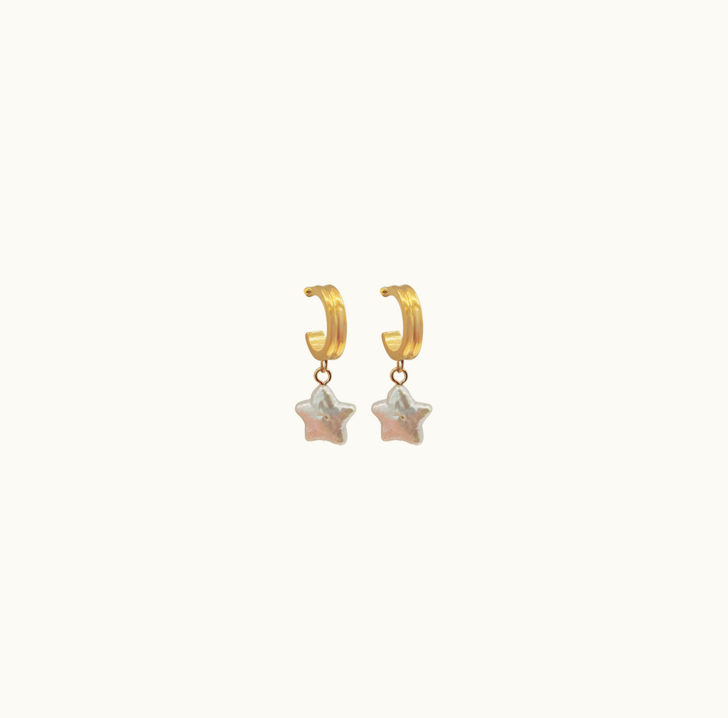 Bleu Azur Star Pearl Hoops